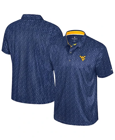 Colosseum Men's Navy West Virginia Mountaineers Football Print Polo Shirt