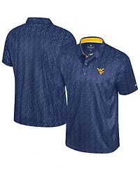Colosseum Men's Navy West Virginia Mountaineers Football Print Polo Shirt