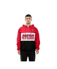 New Era Men's Scarlet San Francisco 49ers Ripstop Quarter-Zip Hooded Windbreaker