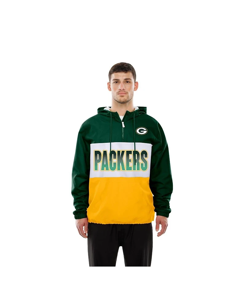 New Era Men's Green Bay Packers Ripstop Quarter-Zip Hooded Windbreaker