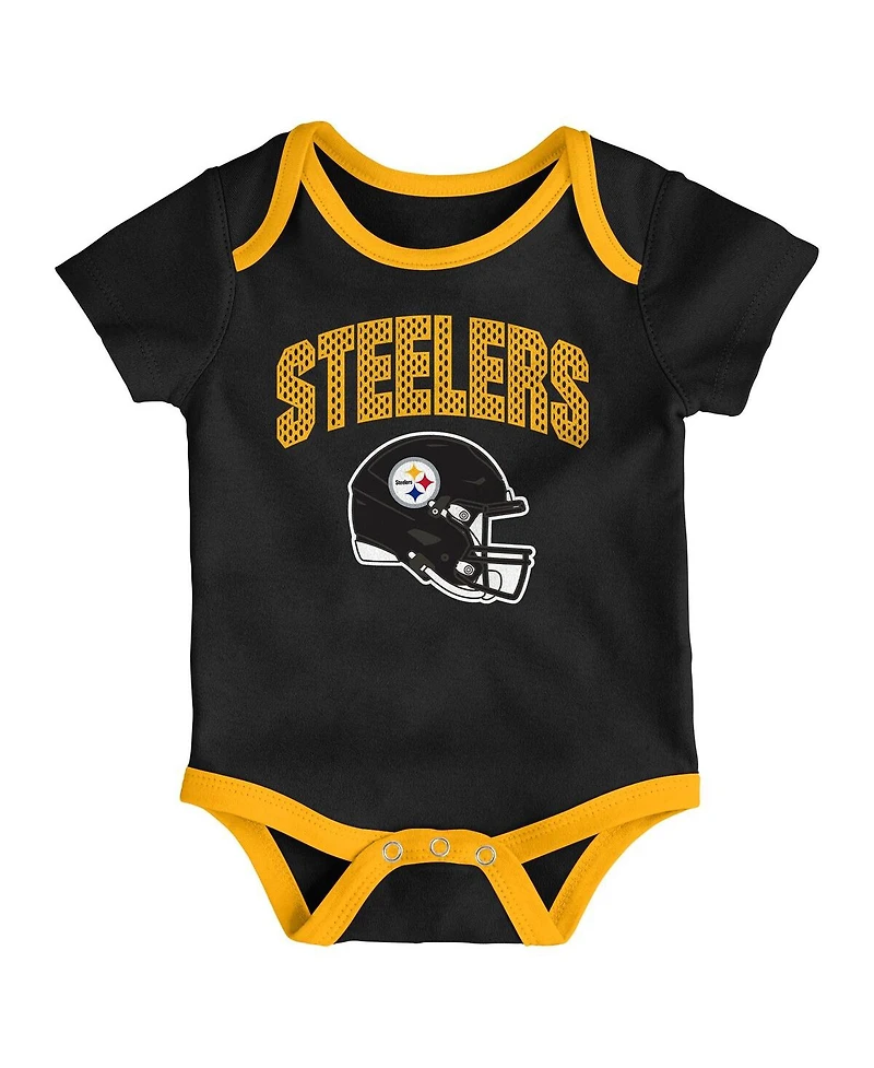 Outerstuff Baby Boys and Girls 3-Piece Pittsburgh Steelers All Day Play Bodysuit Set
