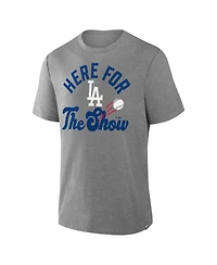 Fanatics Men's Heather Gray Los Angeles Dodgers Nostalgia Tri-Blend T-Shirt