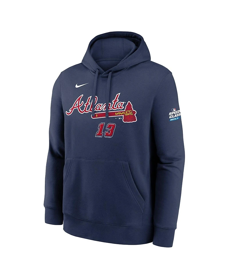 Nike Men's Ronald Acuna Jr. Navy Atlanta Braves 2025 Mlb Speedway Classic Name Number Hoodie
