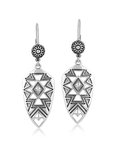 American West Jewelry Sterling Silver Patterned Dangle Lever Back Earrings