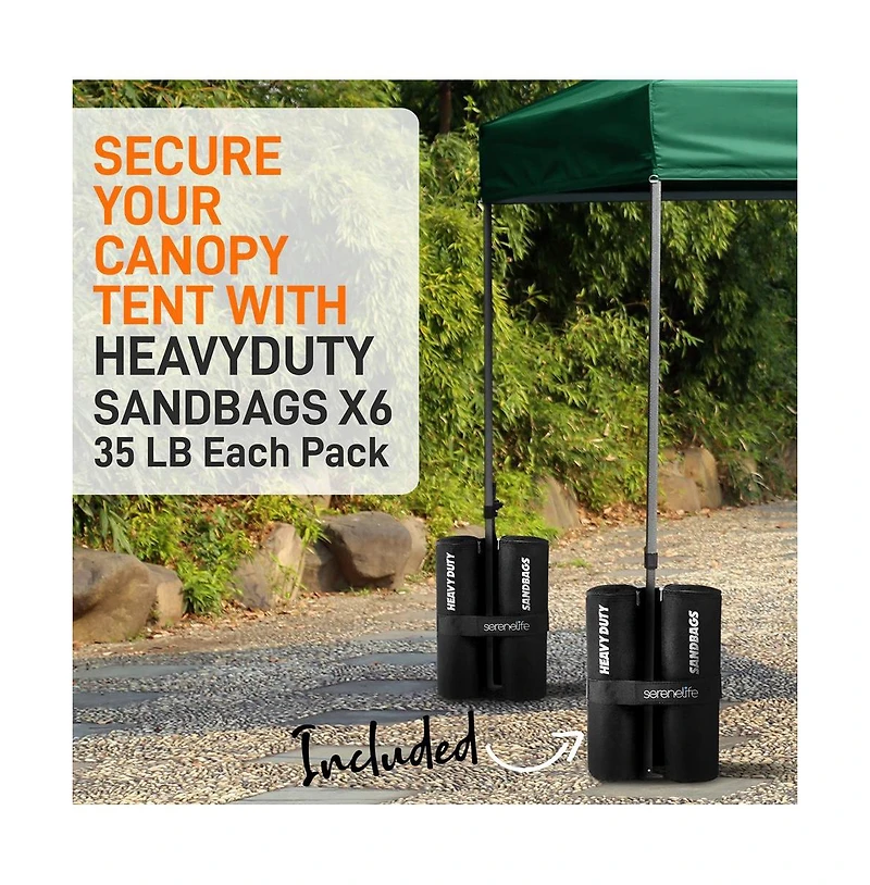 Pop Commercial Instant Shelter 10x15 ft Waterproof Polyester Tent Portable Wheeled Carry Sand Bag Forest Green