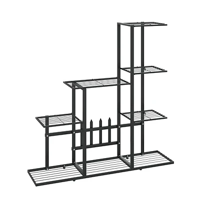 vidaXL Plant Stand Black Black powder-coated metal Medium Sturdy