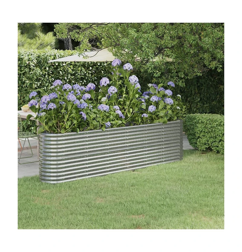 Garden Raised Bed Powder-coated Steel 102.4"x15.7"x26.8" Silver