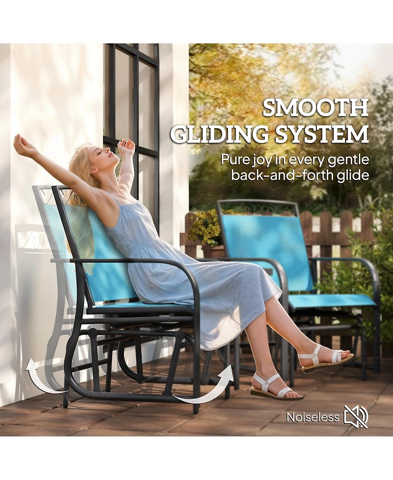 Outsunny 2-Person Outdoor Glider Chair with Table for Garden