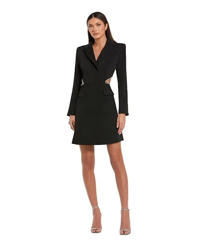 Mac Duggal Women's Crepe Blazer Rhinestone Trim Mini Dress