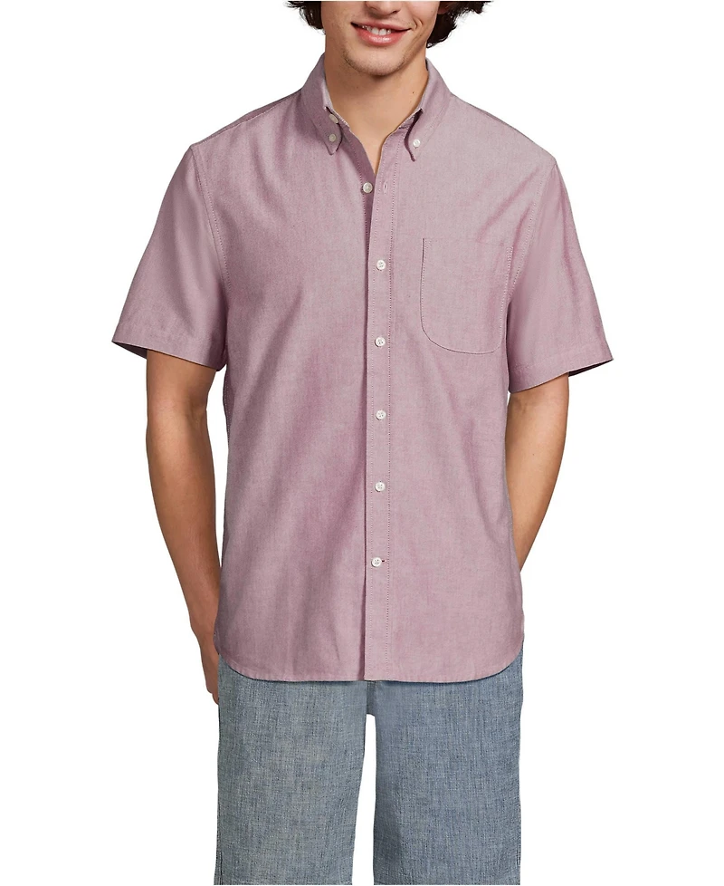 Lands' End Men's Short Sleeve Sail Rigger Oxford Shirt