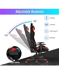 Gymax Gaming Chair Adjustable Swivel Computer Chair w/ Led Lights & Remote