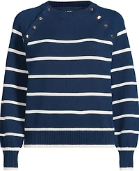 Lands' End Women's Drifter Raglan Button Bib Crew Neck Sweater