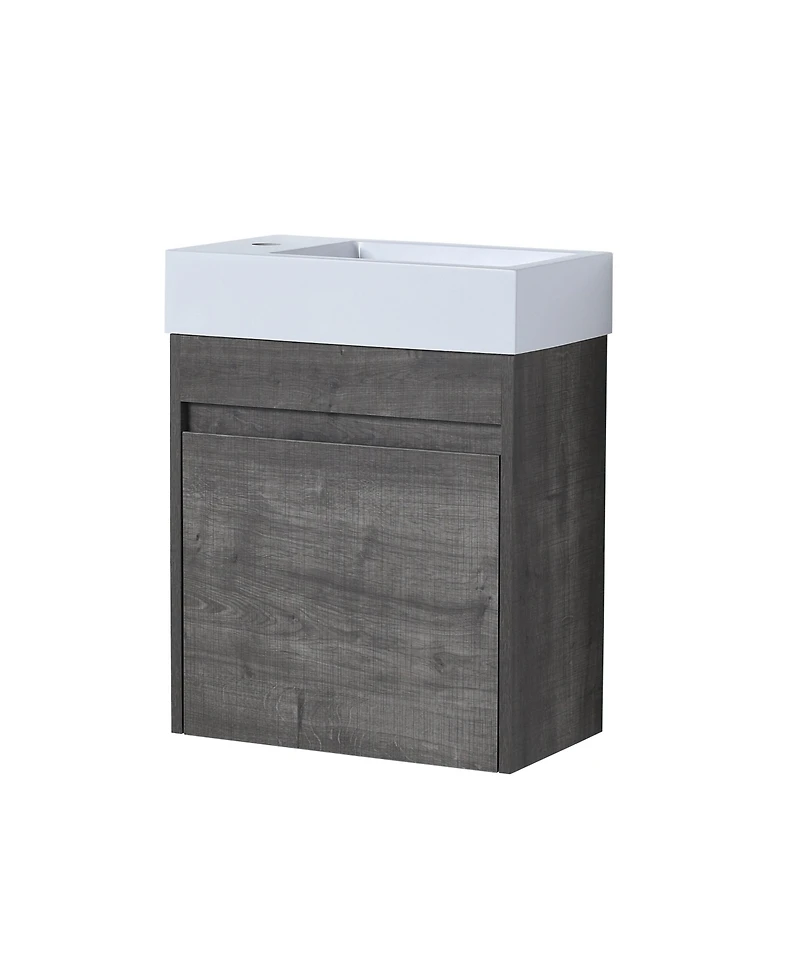 Casainc 18 Inch Bathroom Vanity with White Resin Sink and Soft-Close Cabinet Door