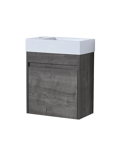 Casainc 18 Inch Bathroom Vanity with White Resin Sink and Soft-Close Cabinet Door