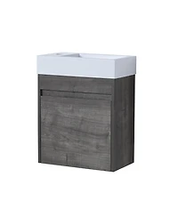 Casainc 18 Inch Bathroom Vanity with White Resin Sink and Soft-Close Cabinet Door