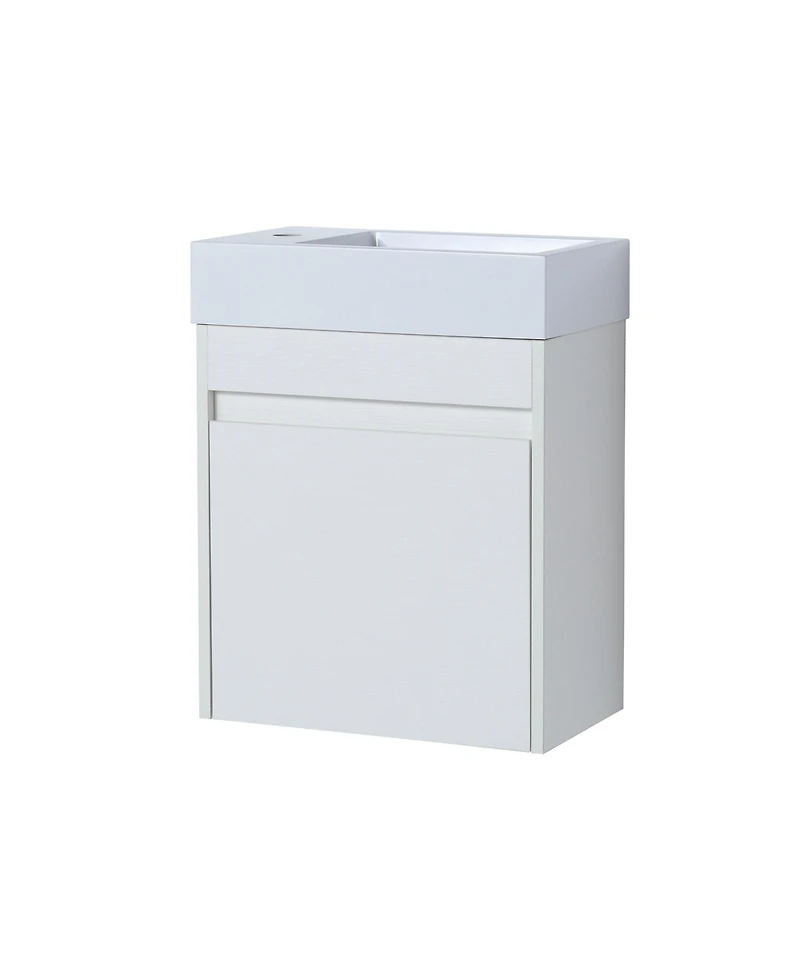 Casainc 18 Inch Bathroom Vanity with White Resin Sink and Soft-Close Cabinet Door
