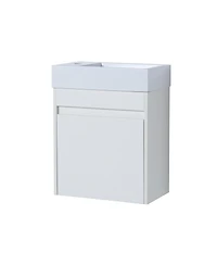 Casainc 18 Inch Bathroom Vanity with White Resin Sink and Soft-Close Cabinet Door