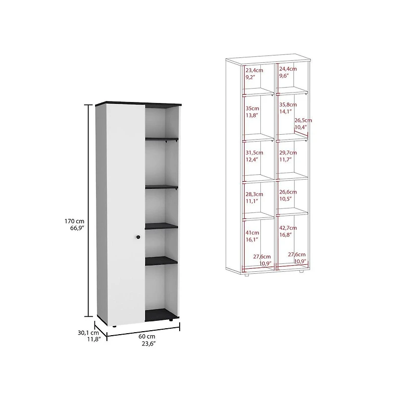Tuhome Hoyt Multistorage Kitchen Pantry White/Black Mdf