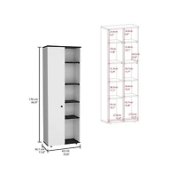 Tuhome Hoyt Multistorage Kitchen Pantry White/Black Mdf