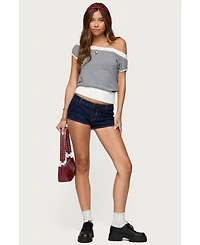 Edikted Women's Lottey Striped Off Shoulder Knit Top
