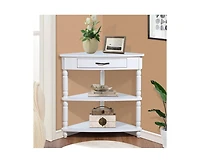 Casainc 33.8" Wood Corner Cabinet Side Table with 3 Tier Solid Legs