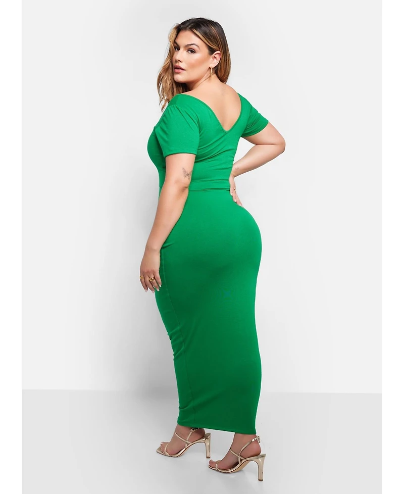 Rebdolls Women's Green Maxi Bodycon Dress
