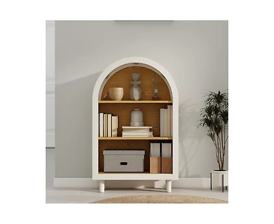 Casainc Arched 3-Tier Storage Cabinet Small Bookcase with 3 Shelves