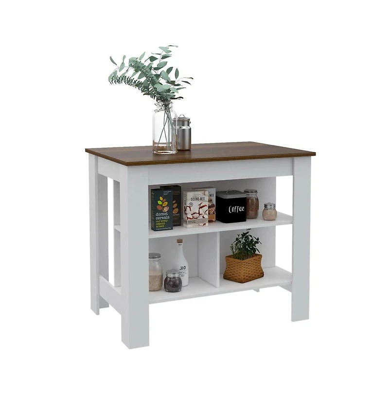 Tuhome Cala Kitchen Island White / Walnut Mdf