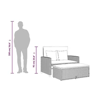 vidaXL Garden Sofa Gray Pe wicker, acacia wood, powder-coated steel Medium