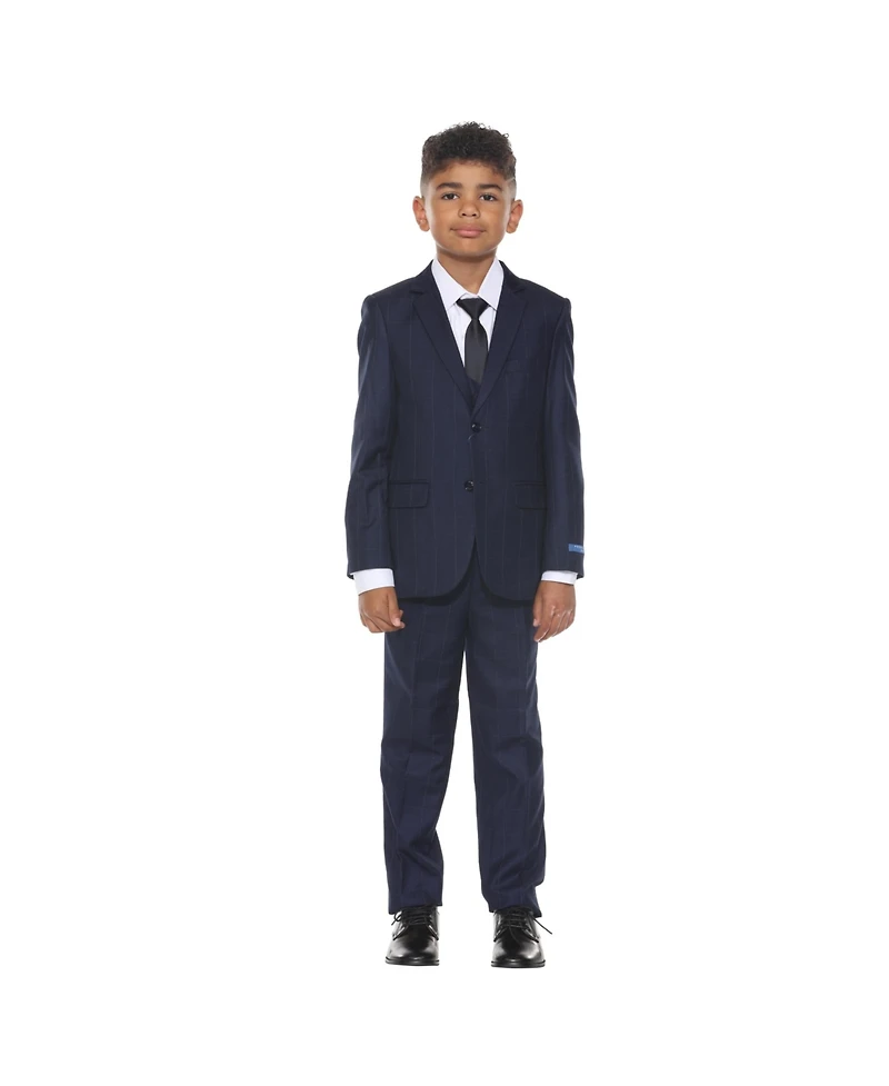 Perry Ellis Little Boys 5 Piece Windowpane Suit,Vest,Pants,Shirt and Tie Set