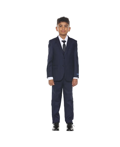 Perry Ellis Little Boys 5 Piece Windowpane Suit,Vest,Pants,Shirt and Tie Set