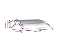 Door Canopy Black Polycarbonate, Abs, Aluminum 39.4 x 29.5 in