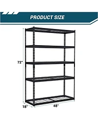 gaomon 48x18x72 Inch Garage Shelving Heavy Duty, Storage Shelves 2500Lbs Capacity, Adjustable Metal Shelving Unit, 5 Tier Industrial Shelves for Basem
