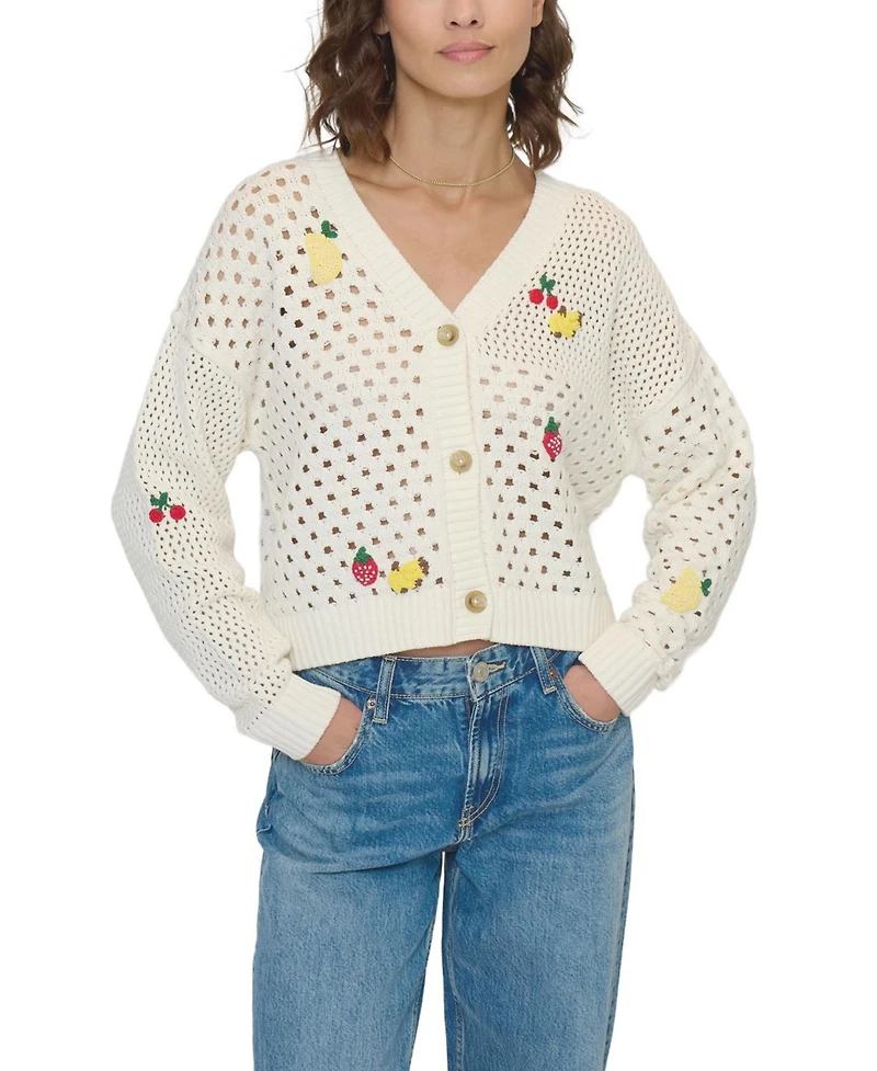 Central Park West Women's Darcy Open Stitch Embroidered Cardigan