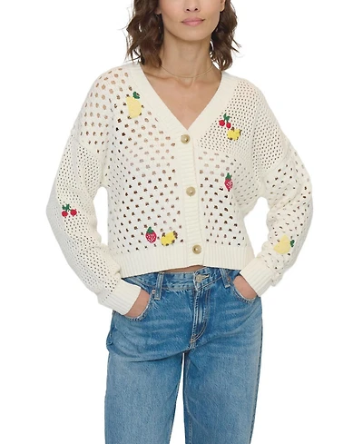 Central Park West Women's Darcy Open Stitch Embroidered Cardigan