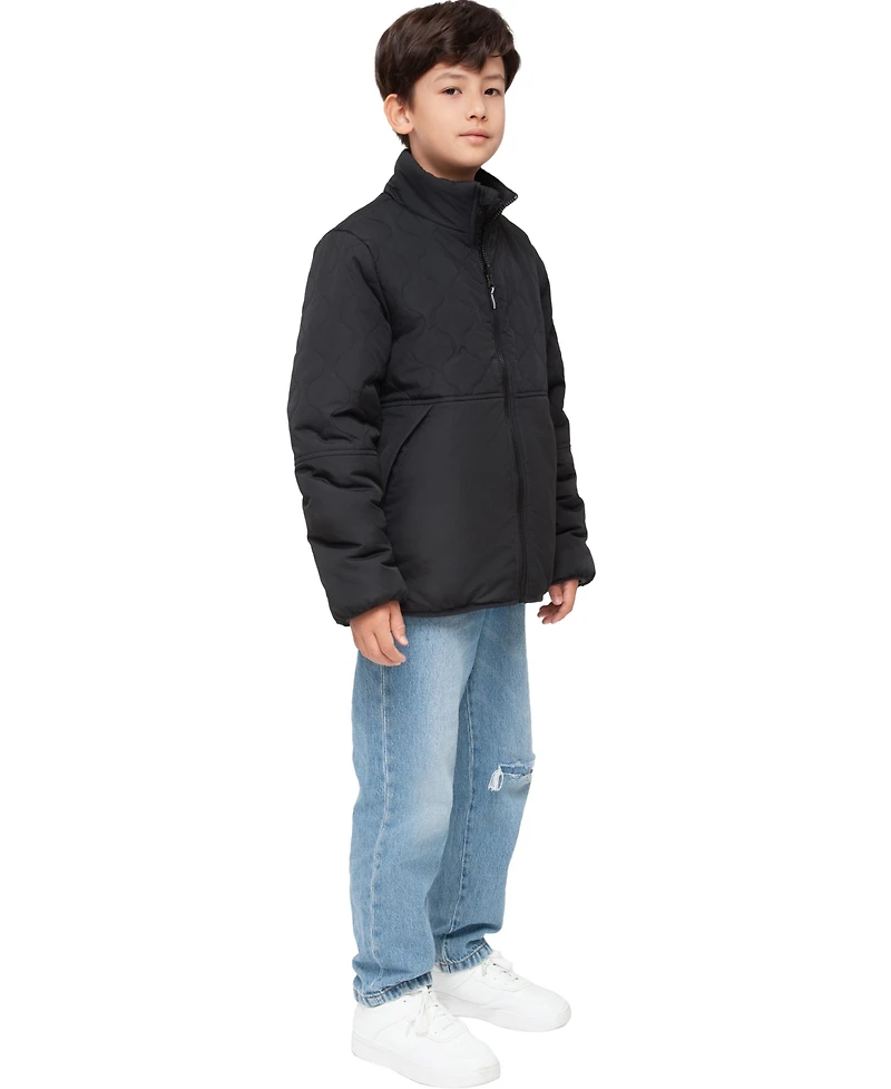 Rokka&Rolla Little and Big Boys' Reversible Lightweight Fleece Jacket