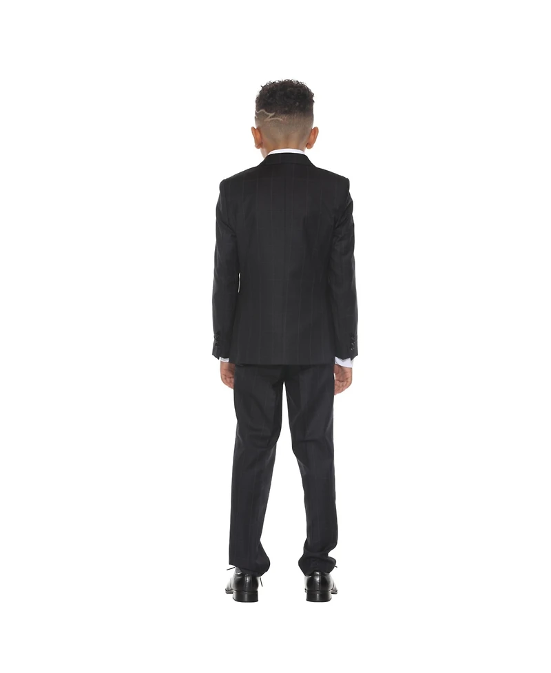 Perry Ellis Little Boys 5 Piece Windowpane Suit,Vest,Pants,Shirt and Tie Set