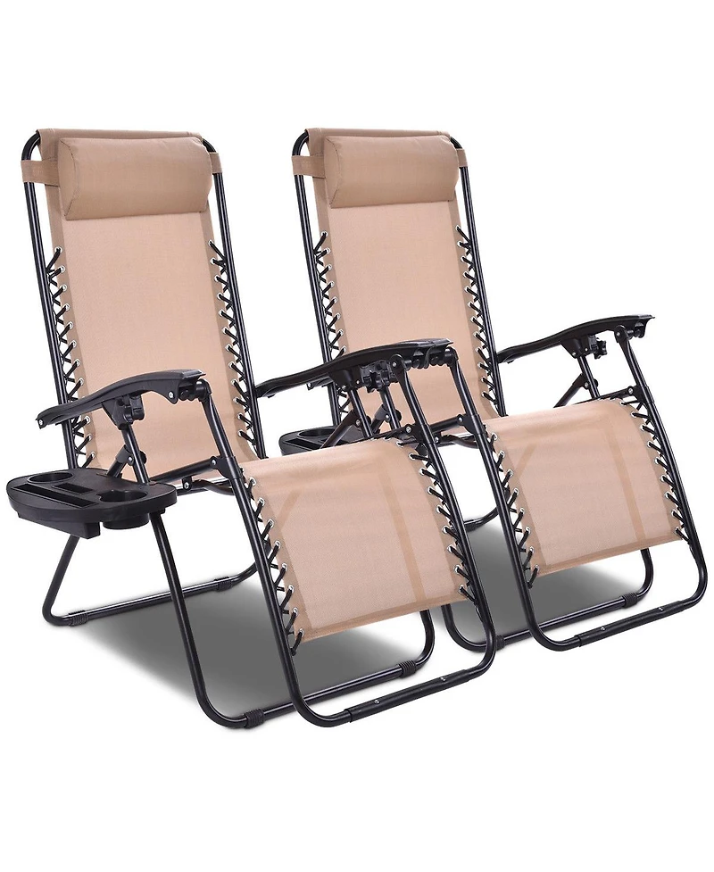Costway 2PCS Zero Gravity Chairs Lounge Patio Folding Recliner Outdoor