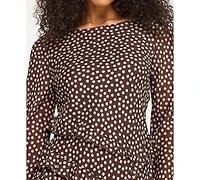 City Studios Juniors' Polka Dot Ruffle Long Sleeve Dress