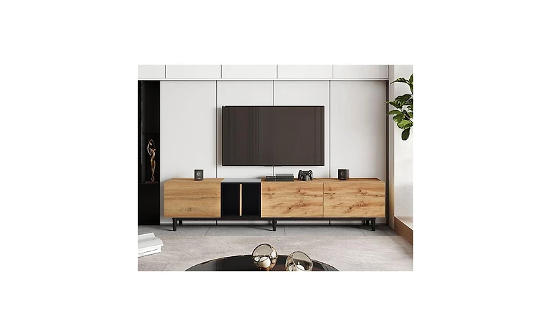 Casainc 80" Tv Stand with 3 Doors, Media Console Table, Entertainment Center Large Storage Cabinet
