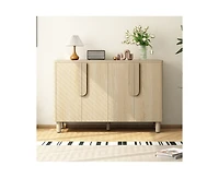 Casainc 4 Door Storage Cabinet with Unique Arc Handles and Adjustable Shelves