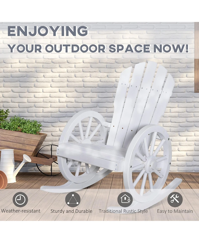 Outsunny Adirondack Rocking Chair with Slatted Design