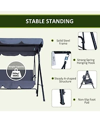 Outsunny Porch Swing Hammock Bench Chair, Steel 3-Seat