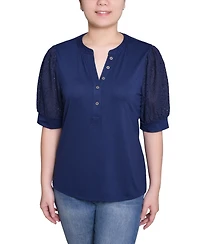 Ny Collection Women's Puff Elbow Sleeve Top