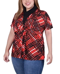 Ny Collection Plus Short Sleeve Cowl Neck Top