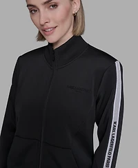 Karl Lagerfeld Paris Petite Logo Detail Zip-Up Jacket