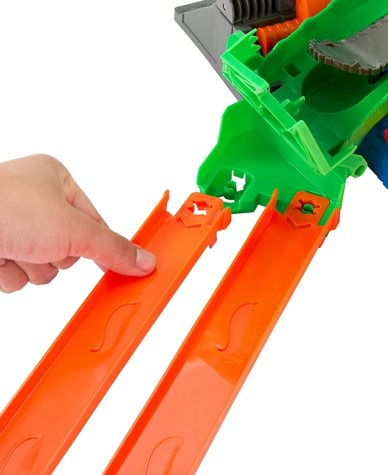 Hot Wheels Monster Trucks Sharks vs Dinos Dragon Destruction Playset and Trucks