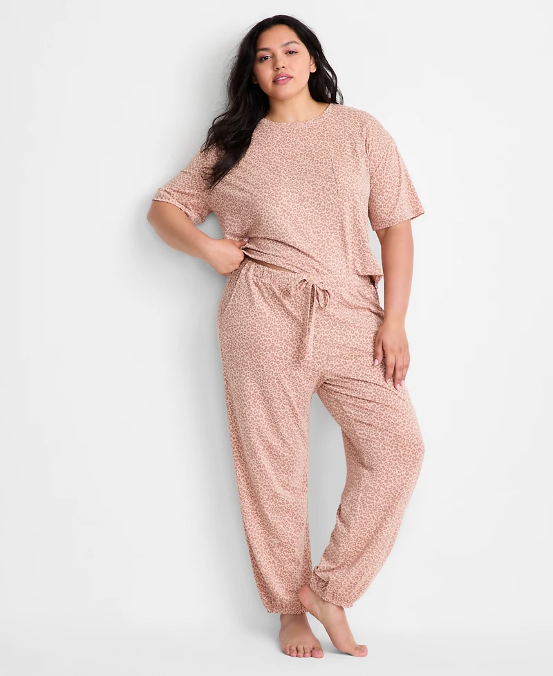 State of Day Women's 2-Piece Short-Sleeve T-Shirt and Joggers Pajama Set, Macy's Exclusive