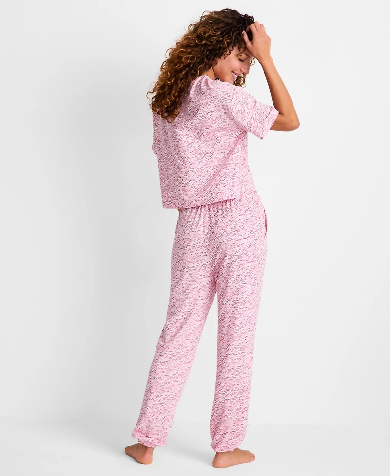State of Day Women's 2-Piece Short-Sleeve T-Shirt and Joggers Pajama Set, Macy's Exclusive