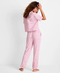 State of Day Women's 2-Piece Short-Sleeve T-Shirt and Joggers Pajama Set, Macy's Exclusive